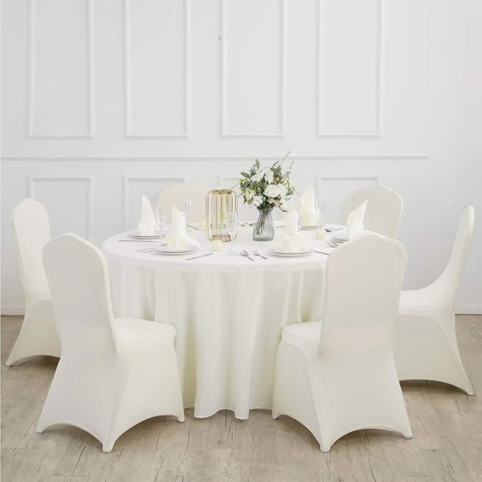 Ascoza 2pack 70 Inch Ivory Round Tablecloth in Polyester Fabric for Wedding/Banquet/Restaurant/Parties