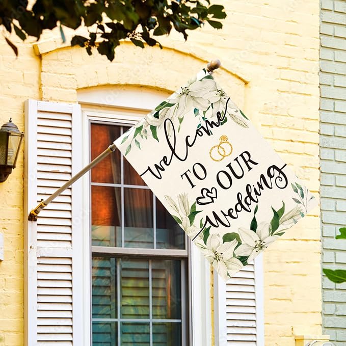 AVOIN colorlife Welcome to Our Wedding House Flag 28x40 Inch | Double Sided - Image 2