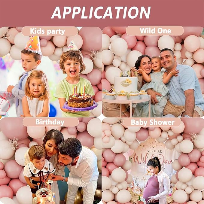 Retro Blush Pink Balloon Arch Kit Boho Pastel Pink Balloons Party Decor | Dusty - Image 5
