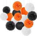Orange-Black White Party-Decorations Paper-Flowers Lanterns by Hugfond