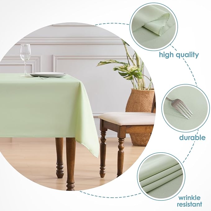 VidaFete Tablecloth 60*120inch Rectangle Table Cloth Polyester, Stain Wrinkle Resistant Polyester Dining Table Cover for Kitchen Dinning Party Wedding Rectangular Tabletop Buffet Decoration(Sagegreen)