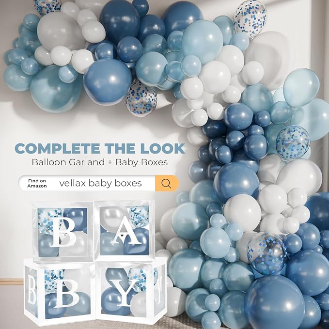 Vellax 146-Pc Balloon Garland Arch Kit, Dusty & Light Blue, light blue & white - Image 5