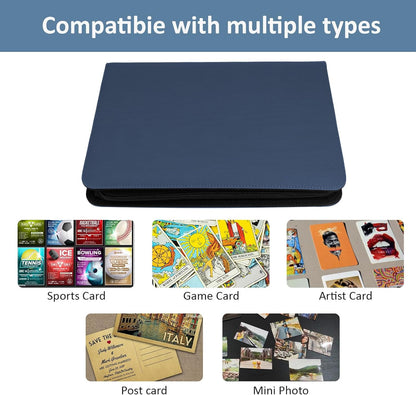 Trading Card Binder 9 Pocket with Zipper, Fvxldcz PU Cover Card Collection Binder 540 Cards Sleek Side-Loading Card Album, Sturdy Card Collection Folder for TCG, MTG, Yugioh, Sport Cards (Navy Blue)