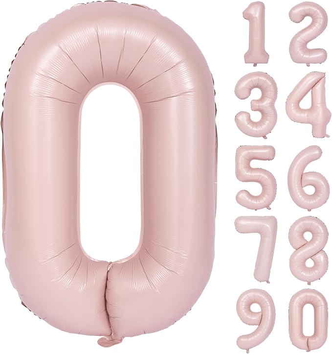 40 Inch Pink Number 0 Foil Balloon Light Pink Digital 0 Helium Balloon | by YOIOZAIZAI