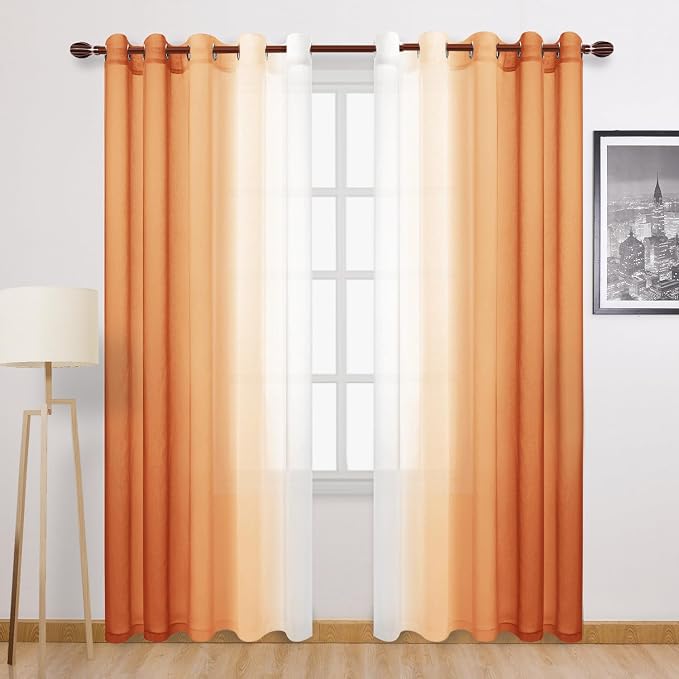 DWCN Ombre Faux Linen Sheer Curtains by DWCN