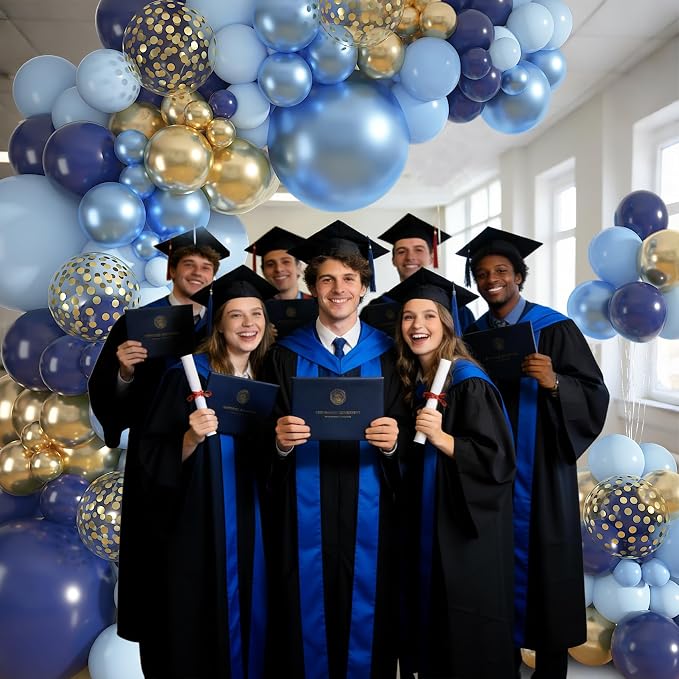 152Pcs Navy Blue Gold Balloons Garland Arch Kit Different Size | Pastel Light - Image 5