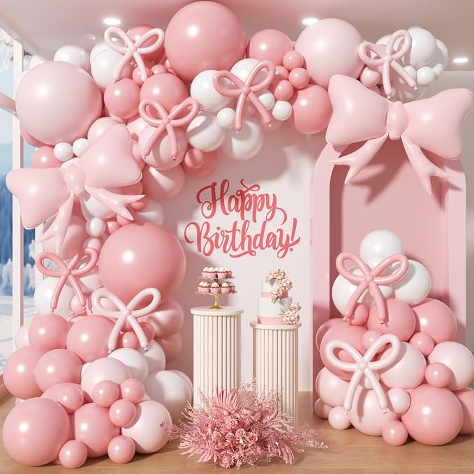 Pink Bow Balloon Garland Arch Kit by Unknown