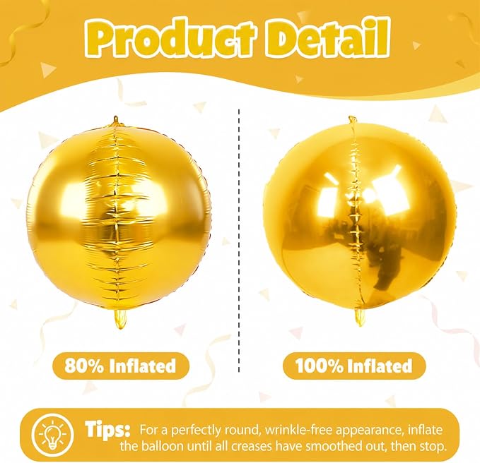 Biapian Blue and Gold Round Balloons Foil, Metallic Gold Blue Large Balloons - Image 7
