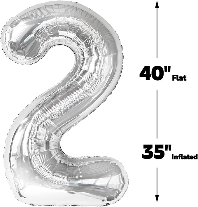 40 Inch Silver Mylar Foil Number 26 Birthday Balloon, Digital Balloons - Image 2