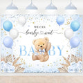 Blue Bear Baby Shower Backdrop 7x5 ft We Can Bearly Wait Banner by Lecheme