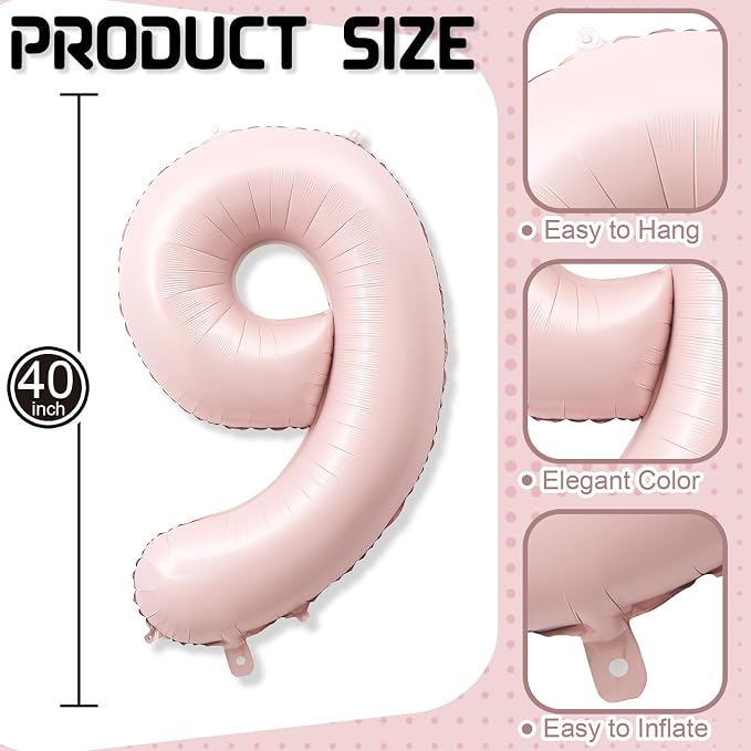 Foil 19 Balloon, Dusty Light Blush Pink Big Number 19 Balloons - Image 2