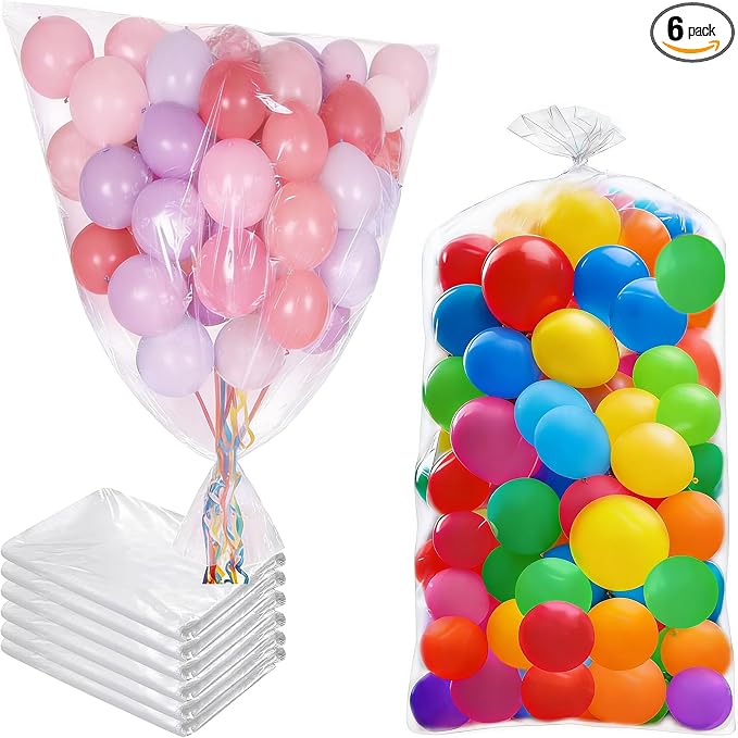 6 Pack 98.4 x 59.1 Inch Clear Balloon Transport Bags, Giant Storage Bags by Naisidas