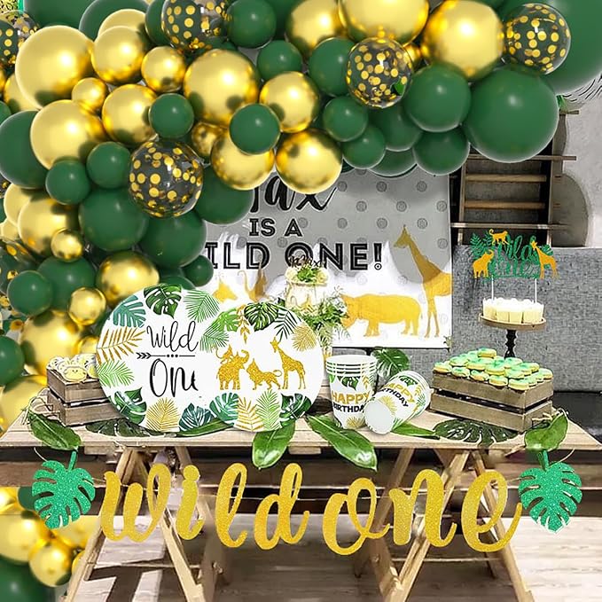 Dark Green Gold Balloon Garland Arch Kit - Image 7