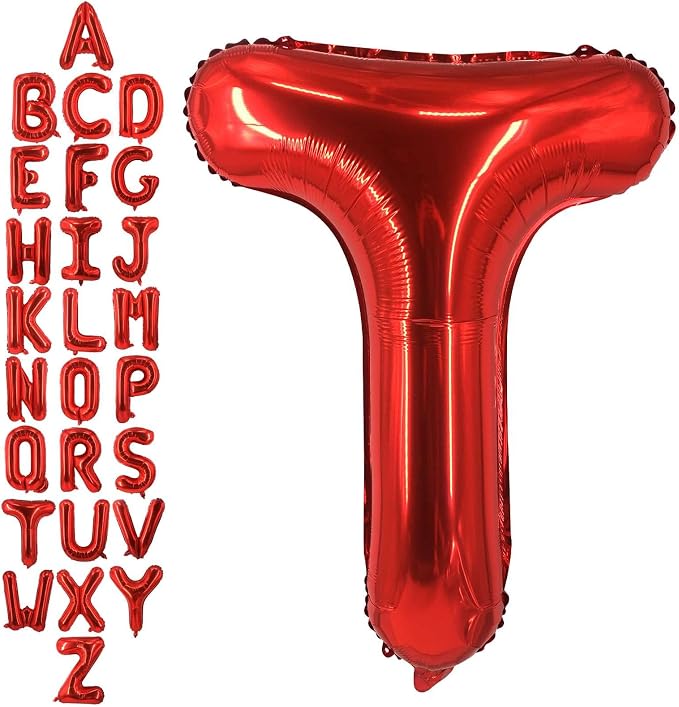 40 Inch Red Letter T Balloons, DIY Phrase Foil Alphabet Letter T Balloons DIY by LHOAVWE