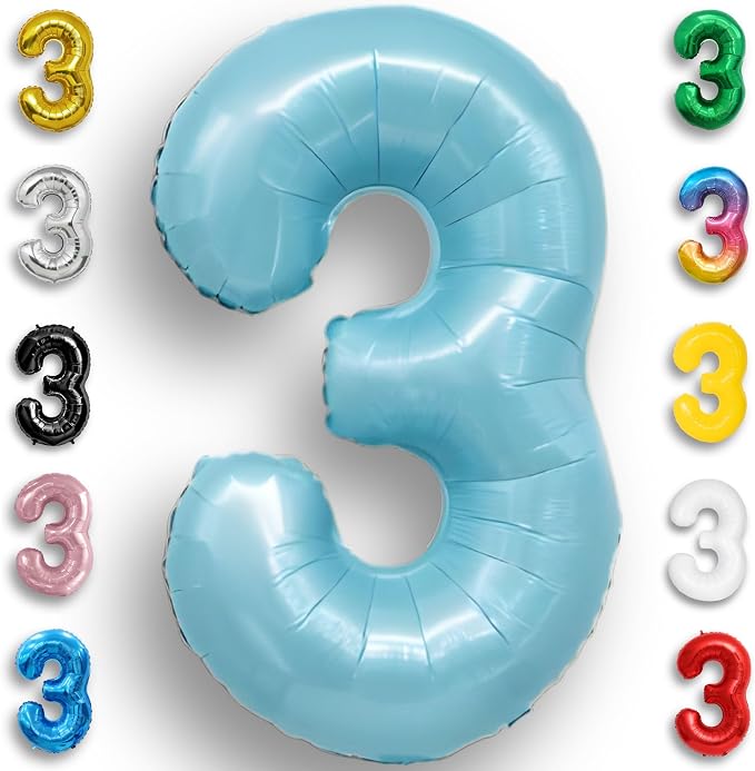 Candy Blue Number Balloon 3 Mylar Foil Balloons 32 inch by Unknown