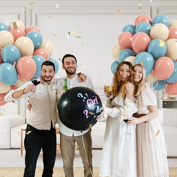 60pcs Gender Reveal Balloons, Dusty Pink Dusty Blue Sand White Balloons - Image 4