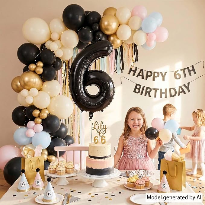 Black Number 6 Balloon 40 Inch, Foil Numeral - Image 6