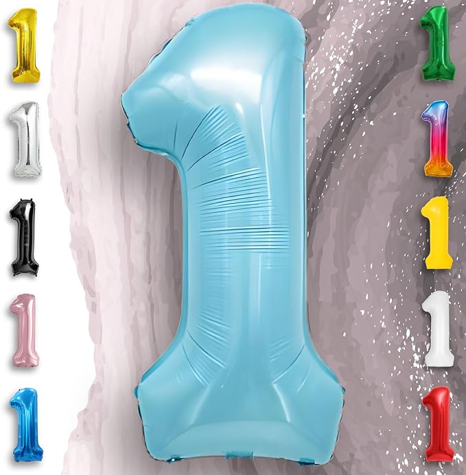 Candy Blue Number Balloon 1 Mylar Foil Balloons 32 inch - Image 4