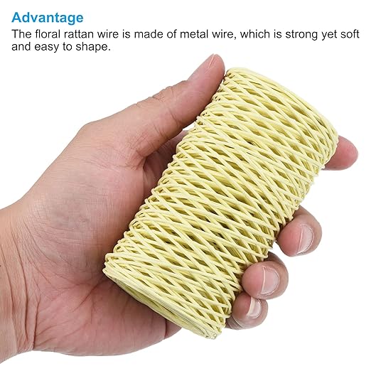 PATIKIL 164 Feet Floral Bind Wire Wrap Twine, 1mm Florist Wire Iron Wire Paper Covered Vine Wrapping Binding Wire for Flower Bouquets, Cream