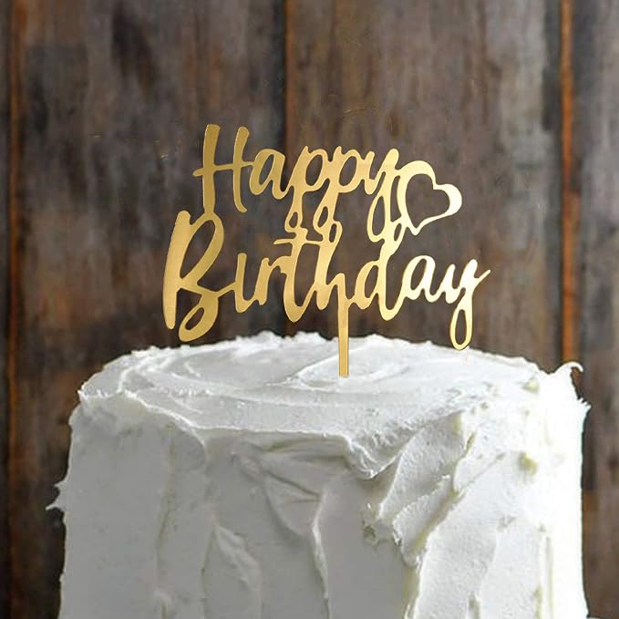 6-Pack Gold Cake Topper Set, Double-Sided Glitter, Acrylic Happy Birthday - Image 6