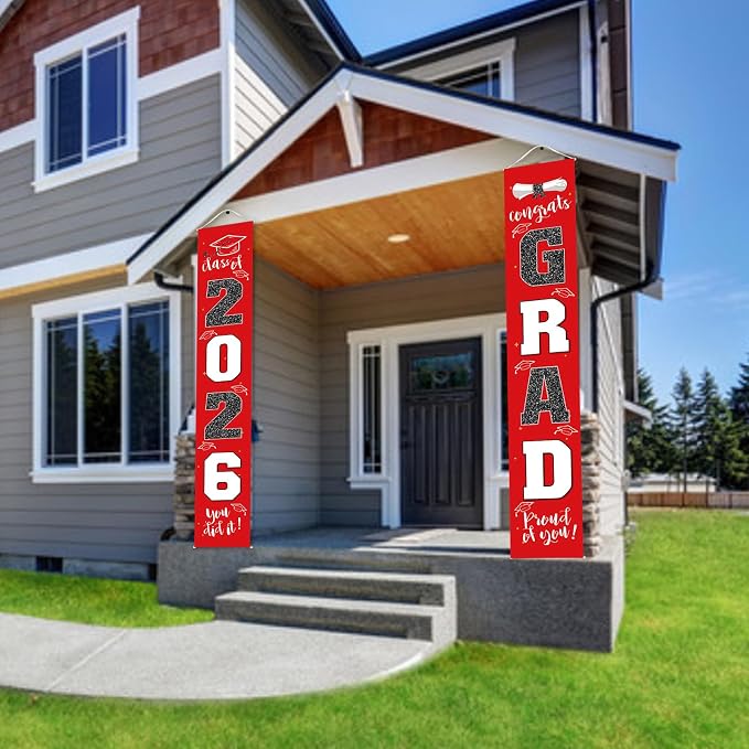 Graduation Decorations 2026 Banner Porch Sign Red Black - Image 7