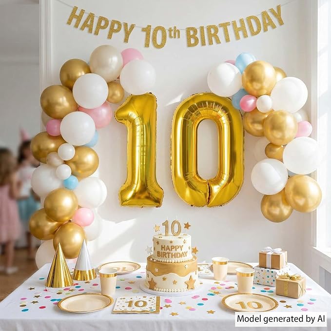 Gold Number 10 Balloon 40 Inch, Foil Numeral - Image 2