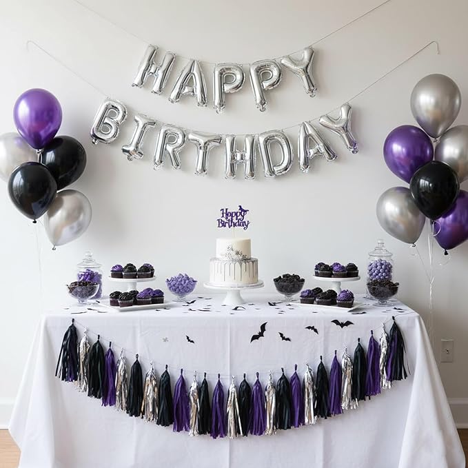 Black, Paper Tassel Banner, Table Decor, DIY Kits - - Image 3