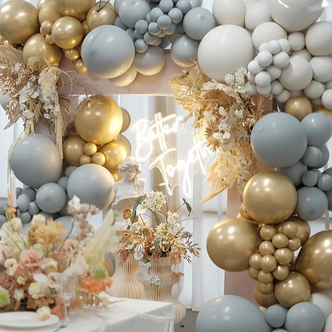 Voircoloria 105pcs Light Gray Party Latex Balloons, 12inch | - Image 4