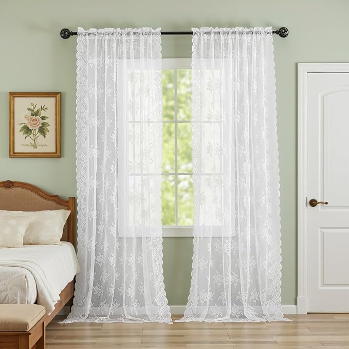 Kotile White Sheer Lace Curtains by Kotile+Curtains