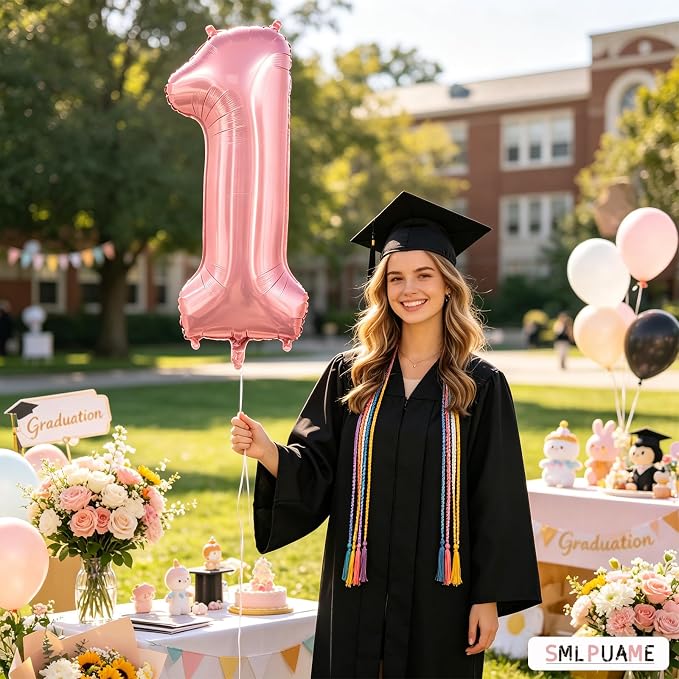 Pastel Pink 6 Balloons, 40 Inch Large Light Pink Foil Number Balloons 0-10 - Image 3