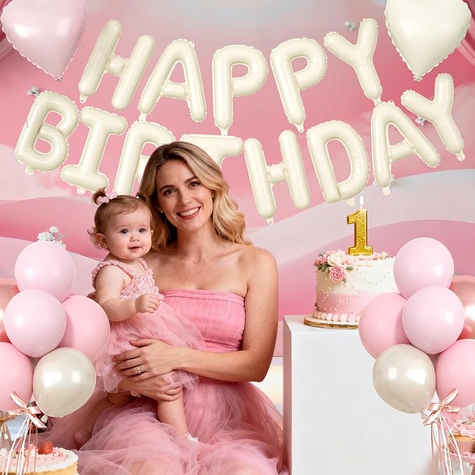29PC Pink Heart Happy Birthday Balloon Banner, 16Inch 3D Aluminum Letter Banner - Image 7