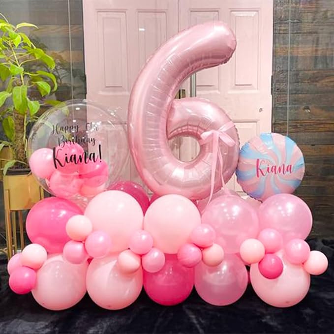 Light Pink 5 Balloon, 40 Inch Large Pastel Pink Foil Helium Number Balloons 0-9 - Image 5