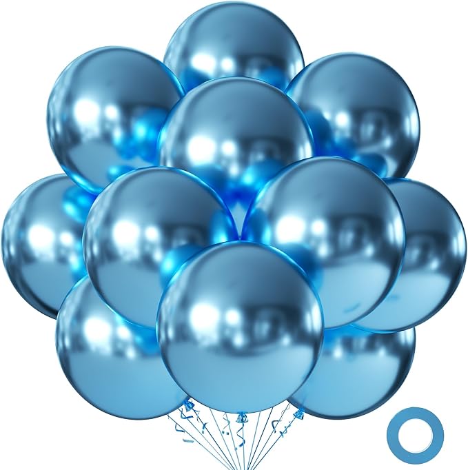 Metallic Blue Balloons 18 Inch 24 Pack Matte Helium Latex Round Balloons by KALOR