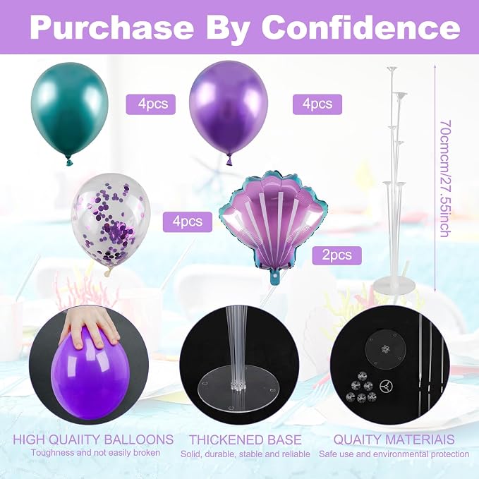 Mermaid Table Centerpiece Balloons Stand Kit, Beach Mermaid Theme Sea Theme - Image 5