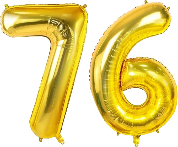 Number 76 Balloons for 76th Birthday Party Decorations, 0-100 Large No.76 by Joycard