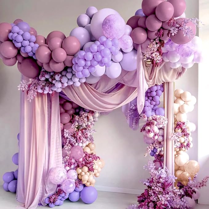 Boho Dusty Purple and Pastel Orange Balloon Garland Arch Kit - Image 6