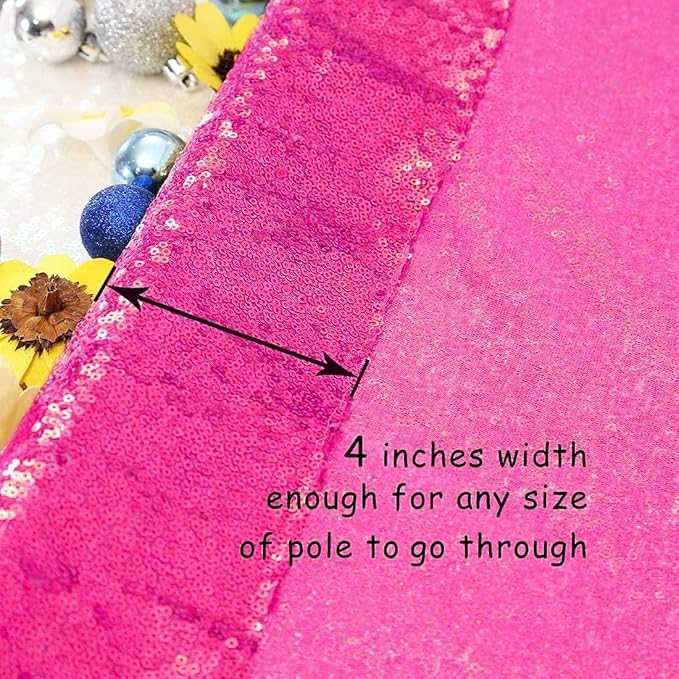 PartyDelight Hot Pink Sequin Backdrop Curtains 2x8ft 4 Panels | Sparkly 3mm - Image 5