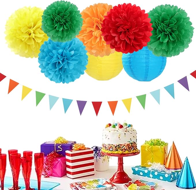 Rainbow Colorful Party-Decorations Paper-Flowers - Image 5