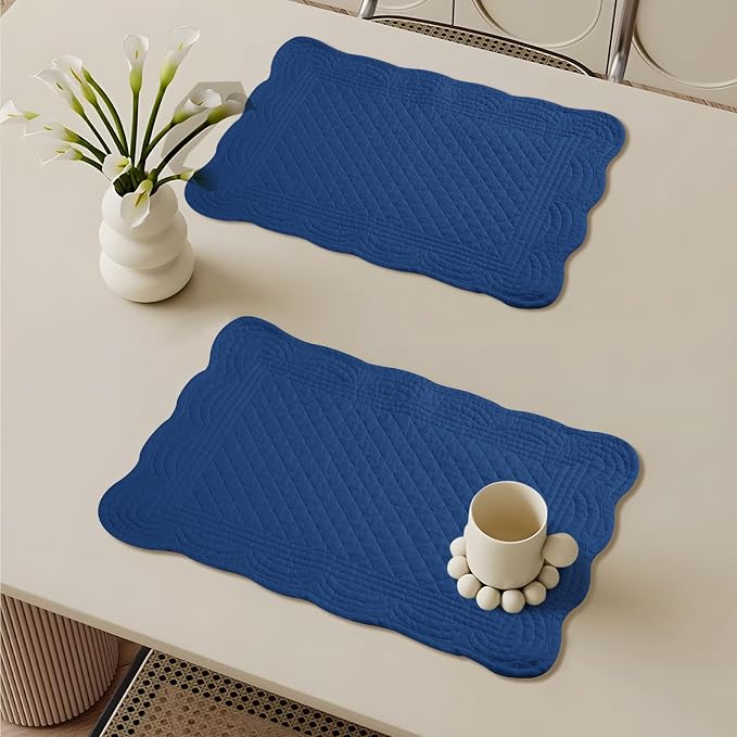 6 PC Quilted Placemats, 100% Cotton Fabric Washable Cloth Table Mats - Image 7