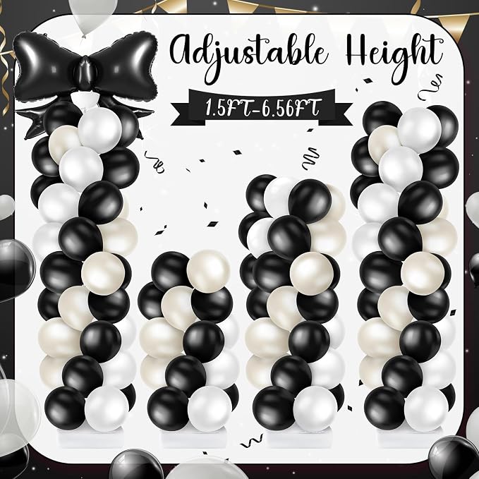 Kasyat 2 Sets Black Bow Balloon Column Stand Kit - Image 4