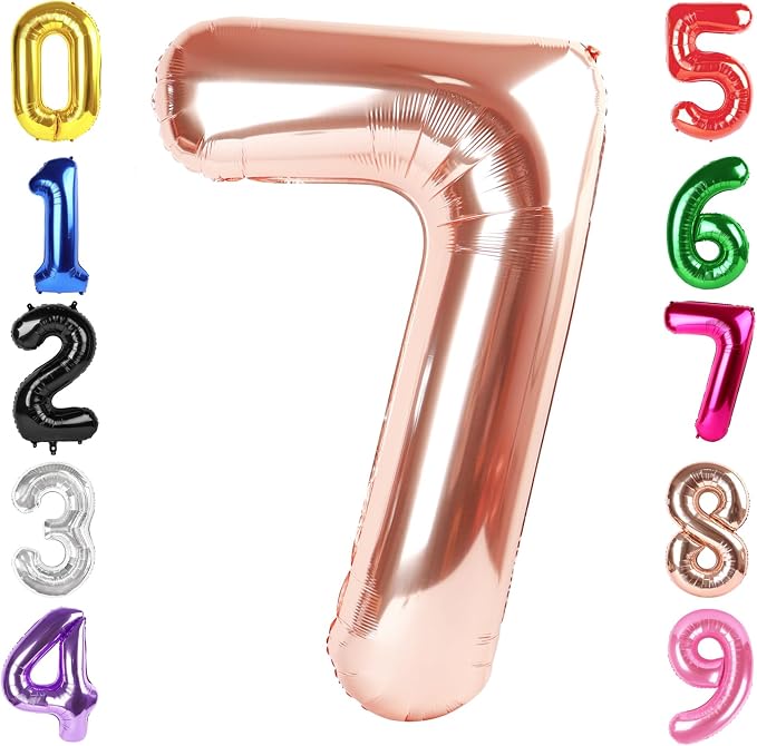 40 In Rose Gold Number 7 Balloon, 7th Birthday Party Decorations by Hadoife