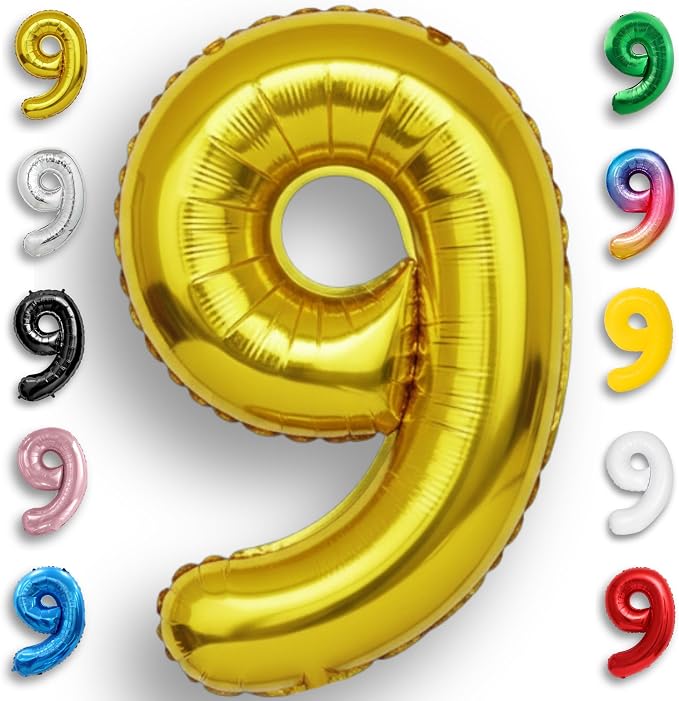 Gold Number Balloon 9 Mylar Foil Balloons 32 inch by Unknown