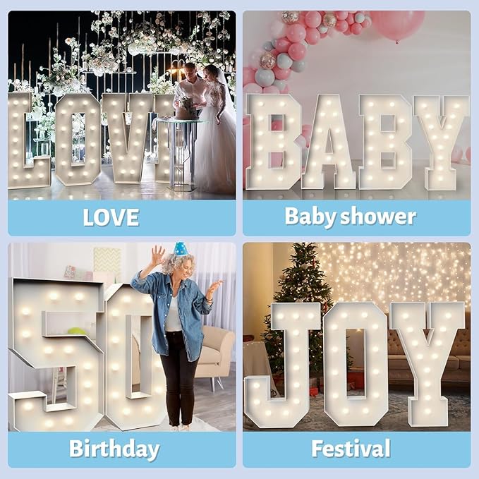 4FT Marquee Light Up Numbers 5,Party Decoration Large Marquee Light Up Letters with Weighted Water Bag,Pre-cut Foam Board Set Can Be Used for Birthdays,Weddings,Baby Anniversaries