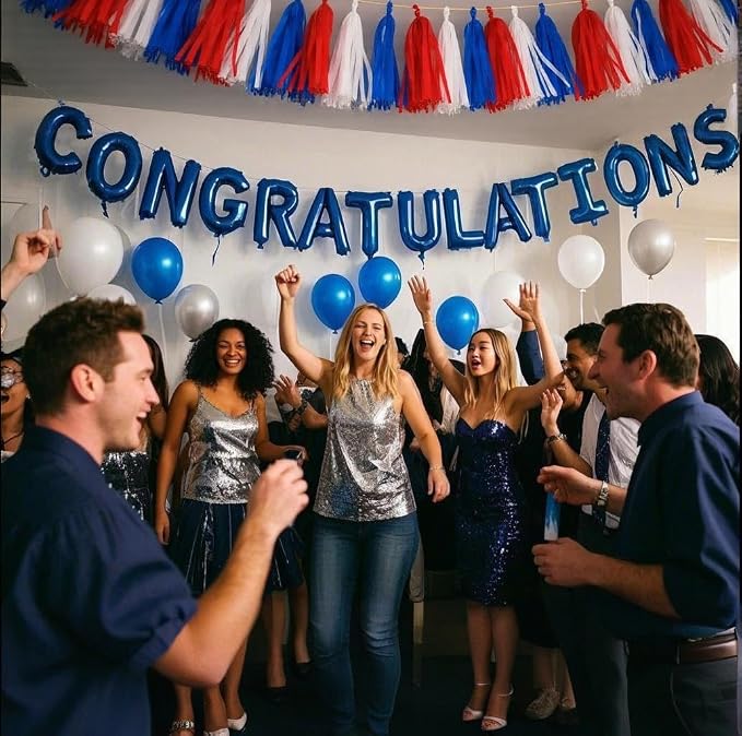 Red White Navy Paper Tassel, 15 Pack, Party Decorations - Image 4