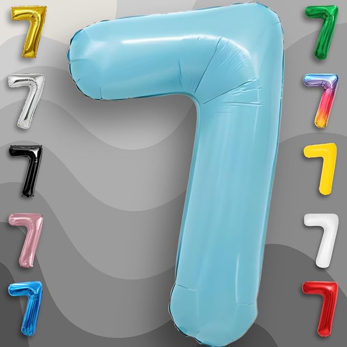 Candy Blue Number Balloon 7 Mylar Foil Balloons 16 Inch - Image 5