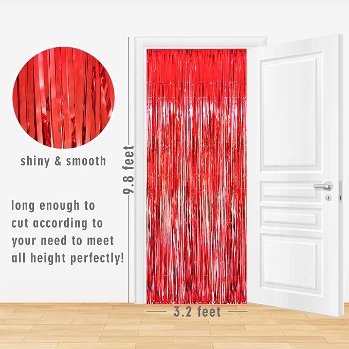 GOER 3.2 ft x 9.8 ft Metallic Tinsel Foil Fringe Curtains Party Photo Backdrop - Image 2