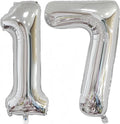 Silver 17 Balloon, 40 Inch Silver Number 17 Balloon Big Foil Mylar Helium by BBPOOL