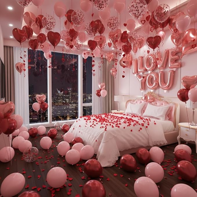 Valentines Day Balloons Garland Arch Kit, Rose Gold Pink Heart I love You - Image 5