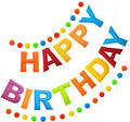 Pre-Strung 3D Felt Happy Birthday Banner, Retro Color Birthday Decorations | by Unknown
