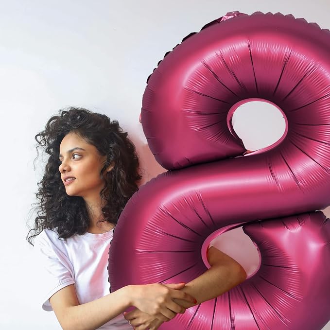 Number 5 Balloons 40 Inch Wine Red Burgundy Foil Number Balloon 5 | Wine Red - Image 4